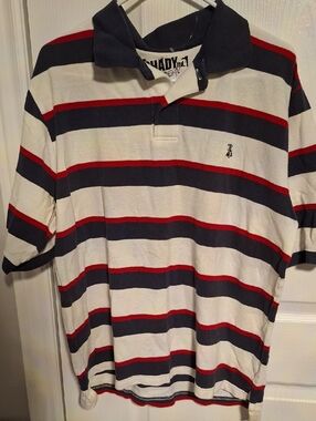 Shady Ltd Polo Shirt in White, Navy & Red by Chaps